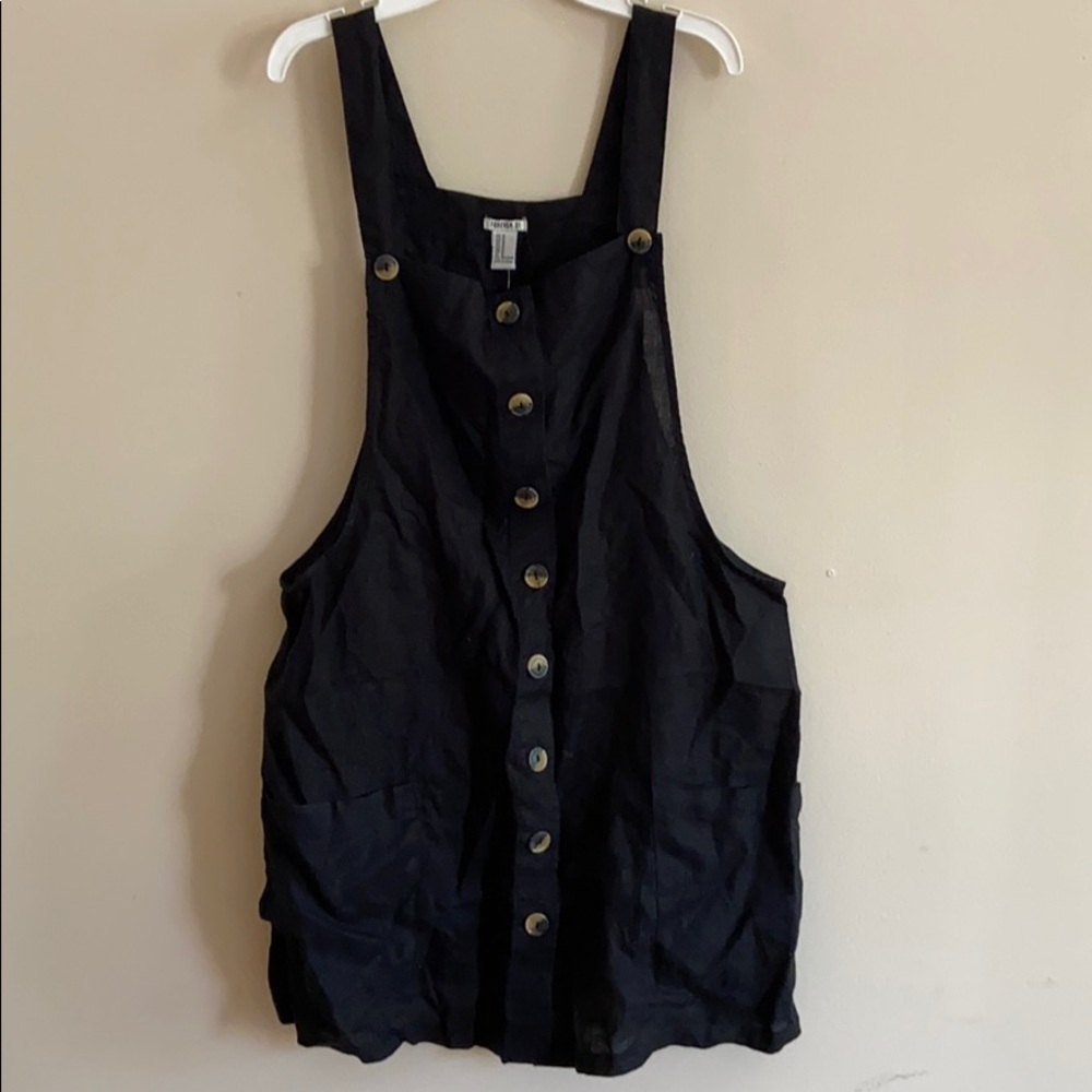 NWT Black Linen Overall Dress